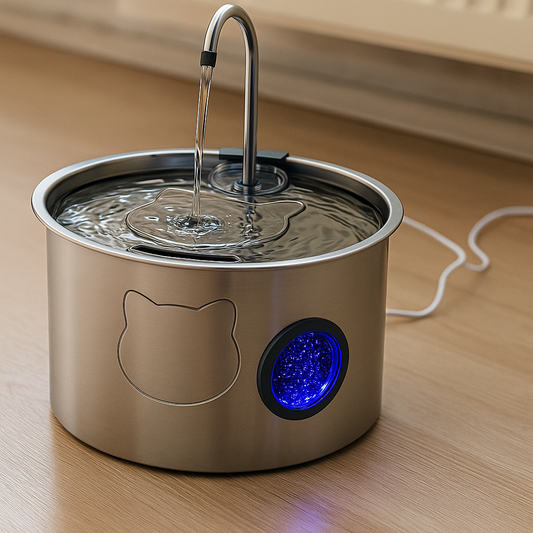 FlowPurr® Edelstahl Trinkbrunnen für Katzen & Hunde – 3.2L | Leise, Hygienisch & Smart