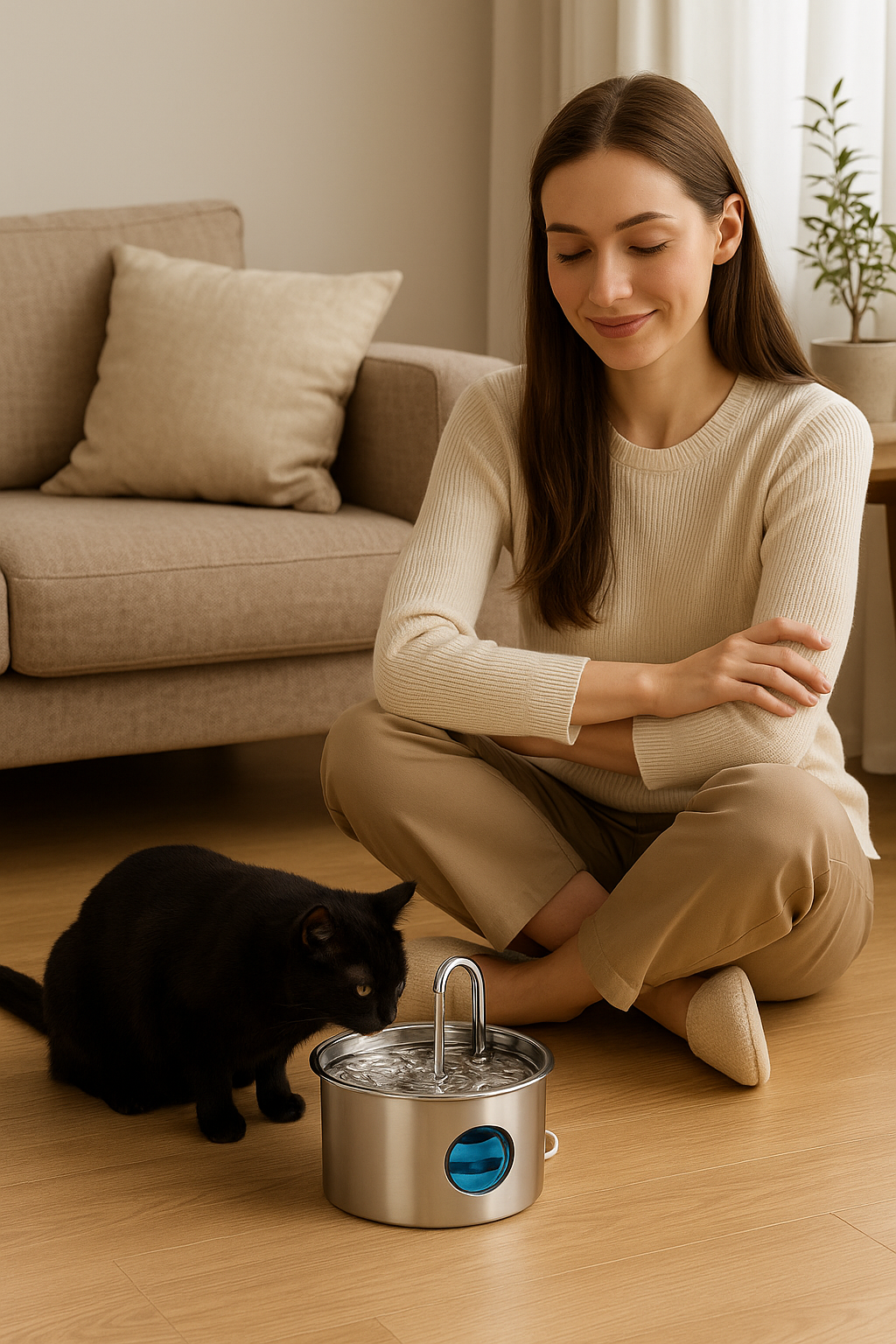 FlowPurr® Edelstahl Trinkbrunnen für Katzen & Hunde – 3.2L | Leise, Hygienisch & Smart